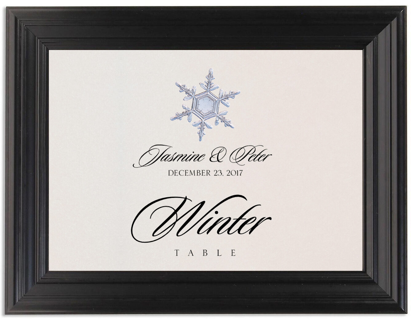Winter Snowflake Assortment Wedding Table Names, Winter Table Name